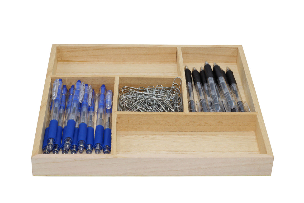 5 Section Wooden Trays – 10" × 10" Square Organizers with Compartments for - detail