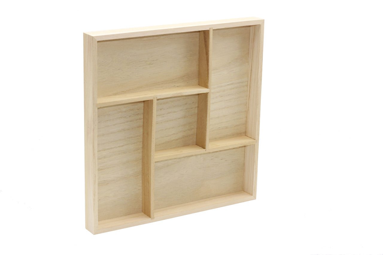 5 Section Wooden Trays – 10" × 10" Square Organizers with Compartments for - view 8