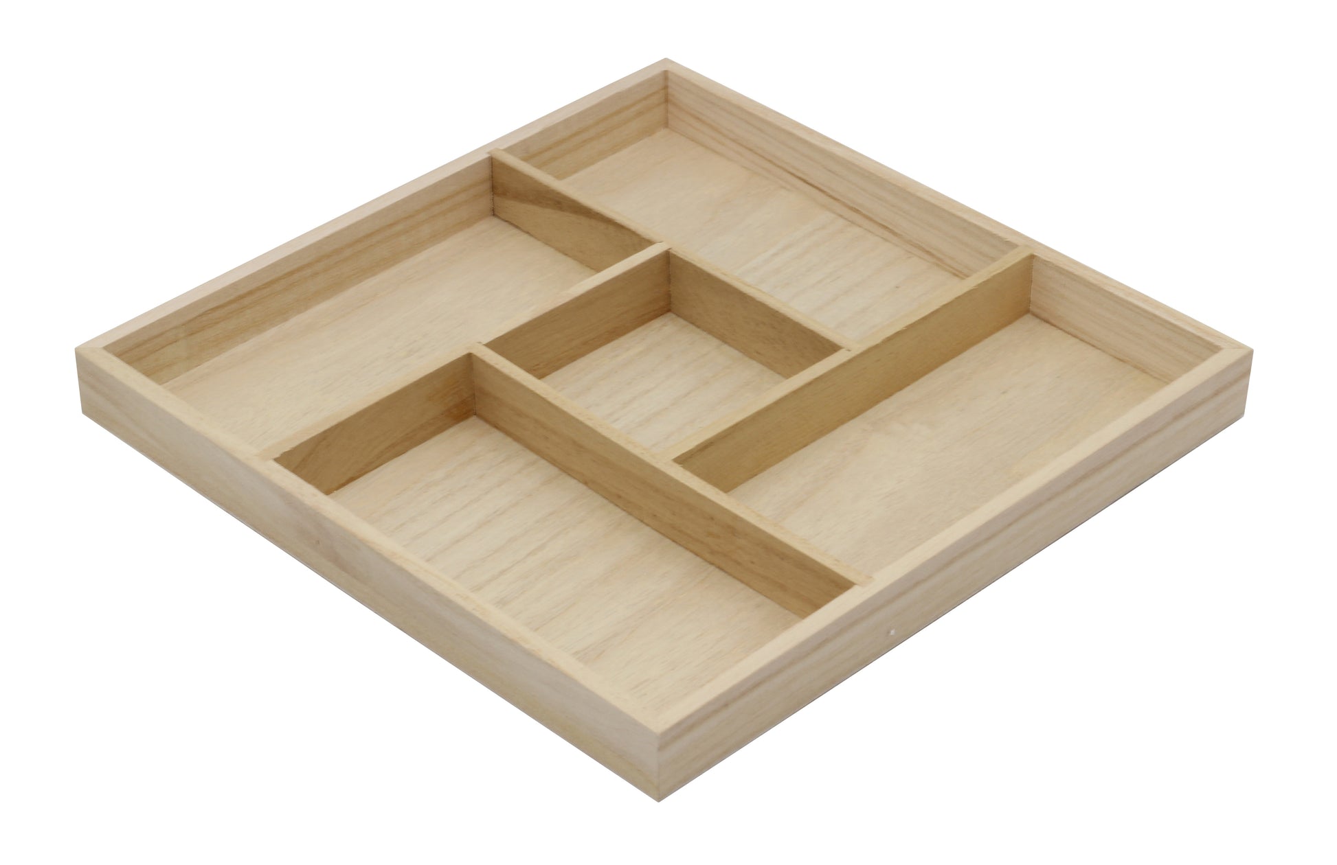 5 Section Wooden Trays – 10" × 10" Square Organizers with Compartments for - close-up