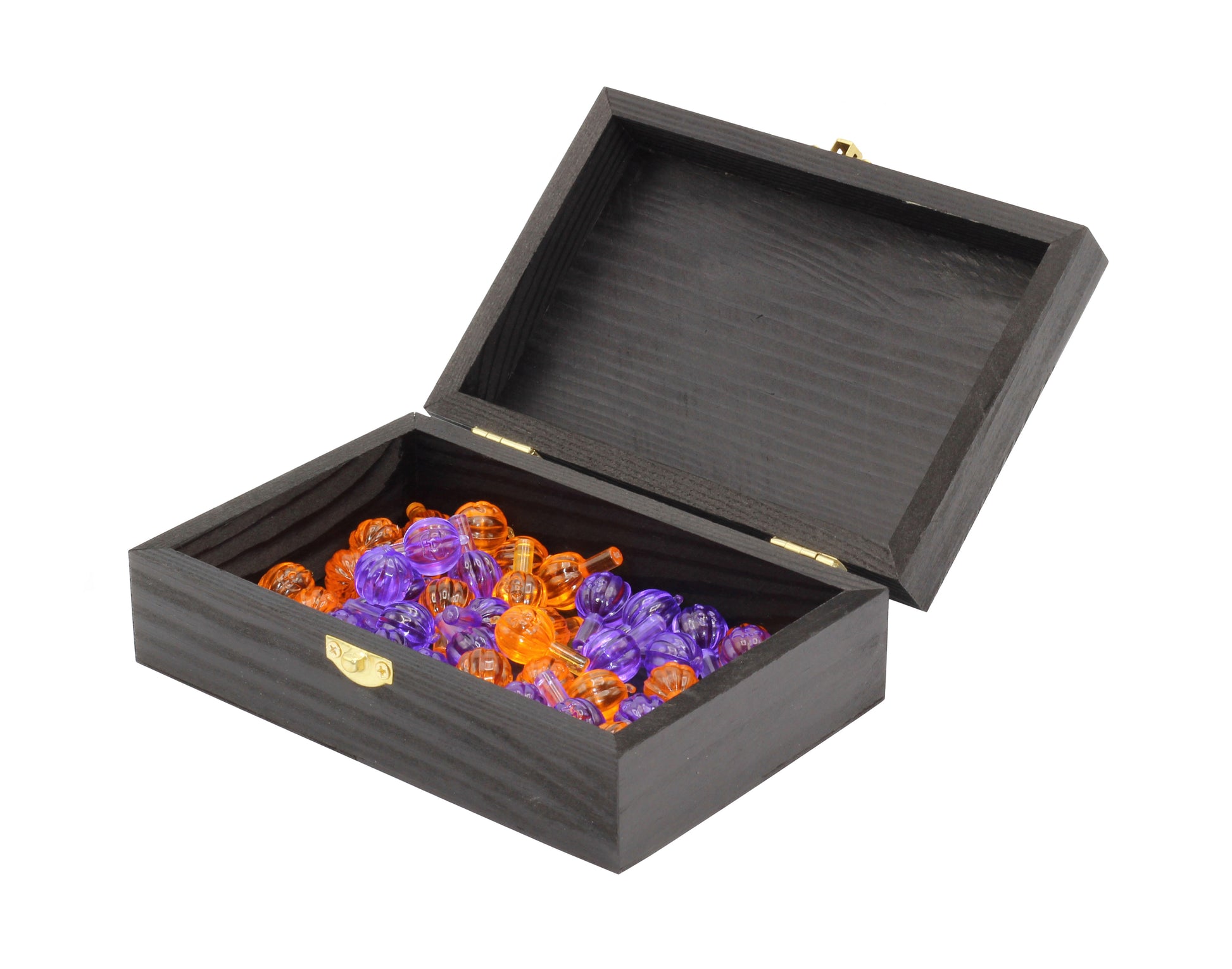 Black Wooden Keepsake Box with Gold Clasp - 6″ × 4″ × 2″ Painted Storage Case - detail