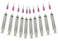 Glue Applicator Syringe for Flatback Rhinestones & Hobby Crafts, 10 Ml with 16 Gauge Purple Precision Tip - Value Pack of 10