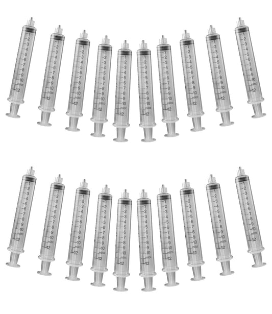 20 Pack of 10 ML Luer Lock Industrial Syringes with No Needles for Scientific - plastic, for craft