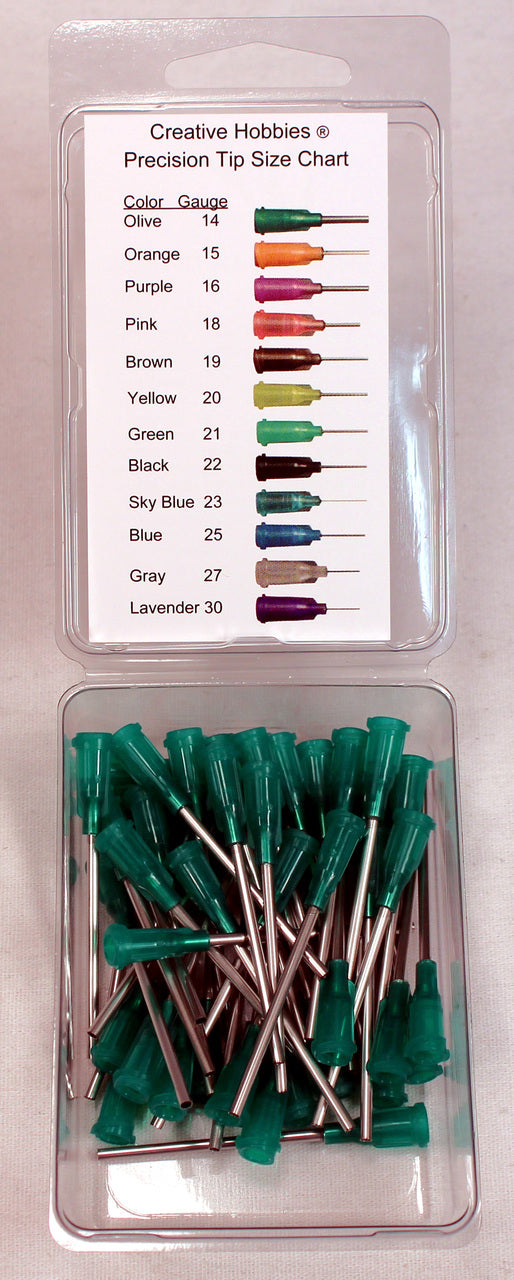 14 Gauge 1.5 Inch, Olive Color, Precision Applicator Dispensing Needle Tips, 50 - side view