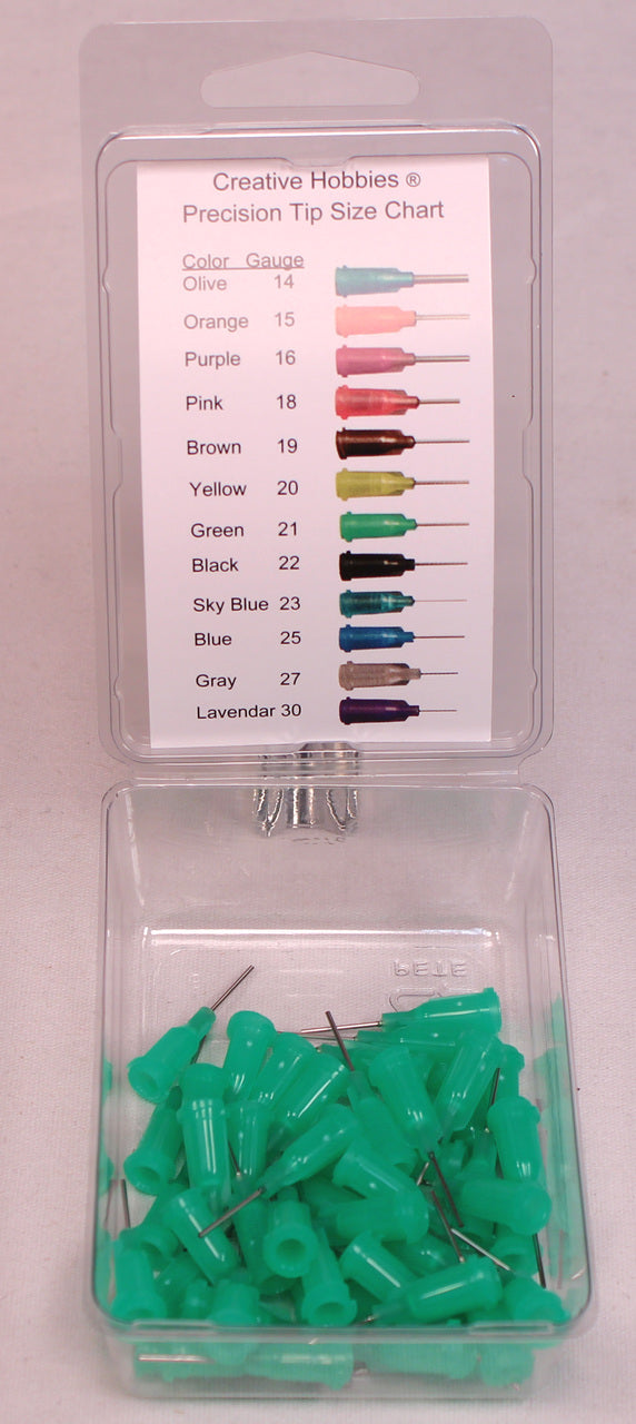21 Gauge 0.5 Inch, Green Color, Precision Applicator Dispensing Needle Tips, 50 - side view