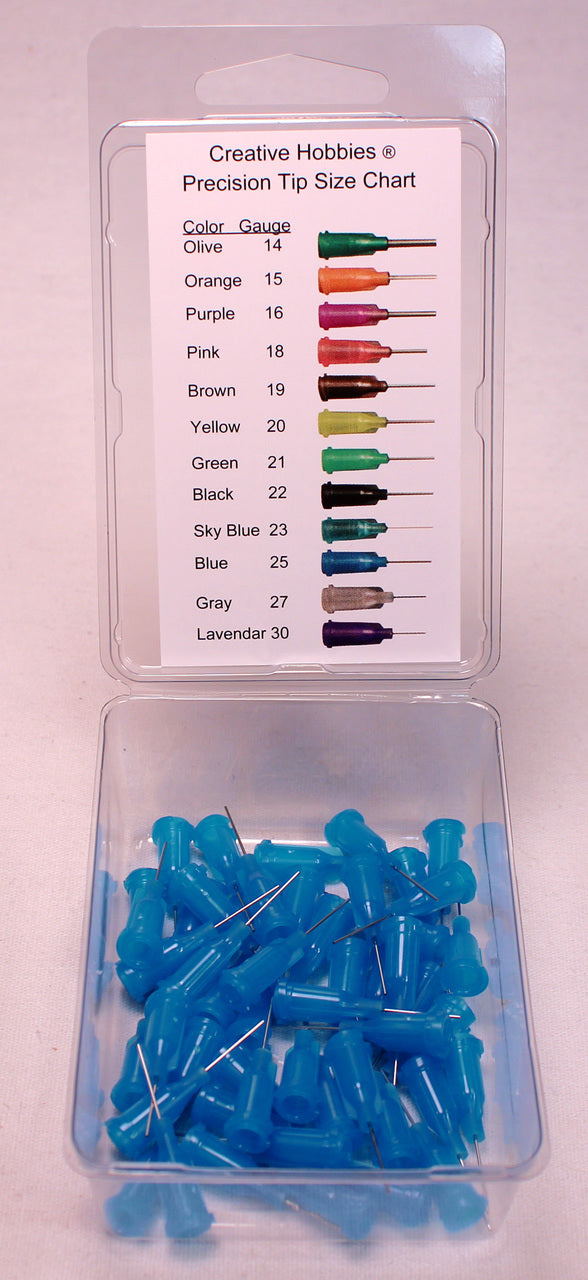 25 Gauge 0.5 Inch, Blue Color, Precision Applicator Dispensing Needle Tips, 50 - side view