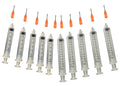 Glue Applicator Syringe for Flatback Rhinestones & Hobby Crafts, 10 Ml with 15 Gauge Orange Precision Tip - Value Pack of 10
