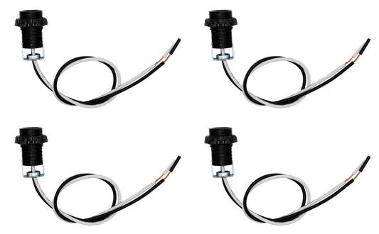 4 Pack - E12 Candelabra Socket with 12” Leads, External Threading, Hickey and