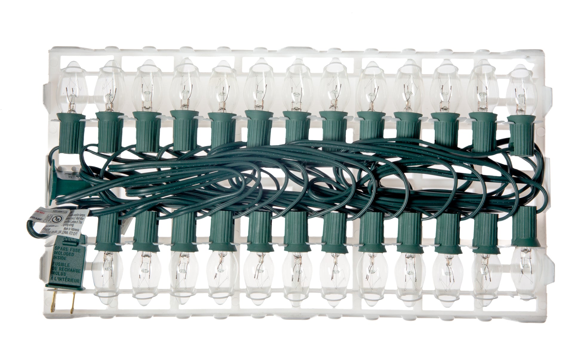 25 Ft Christmas Light String with Clear White C7 Light Bulbs for Indoor/Outdoor - side view