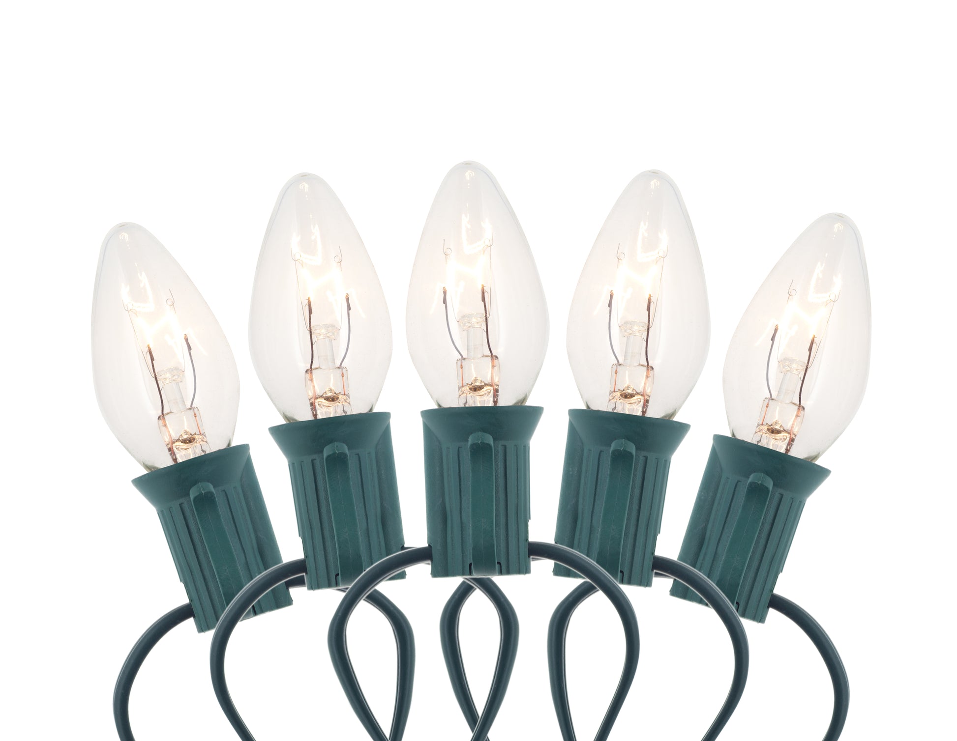 25 Ft Christmas Light String with Clear White C7 Light Bulbs for Indoor/Outdoor - close-up