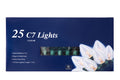 25 Ft Christmas Light String with Clear White C7 Light Bulbs for Indoor/Outdoor