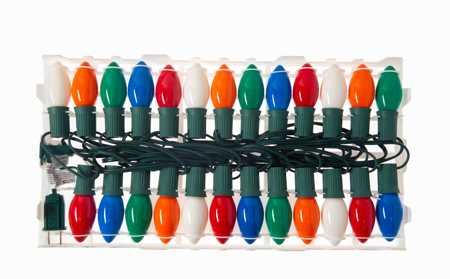 25 Ft Christmas Light String Multi Color Ceramic C9 Light Bulbs Indoor/Outdoor - side view