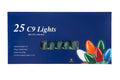 25 Ft Christmas Light String Multi Color Ceramic C9 Light Bulbs Indoor/Outdoor