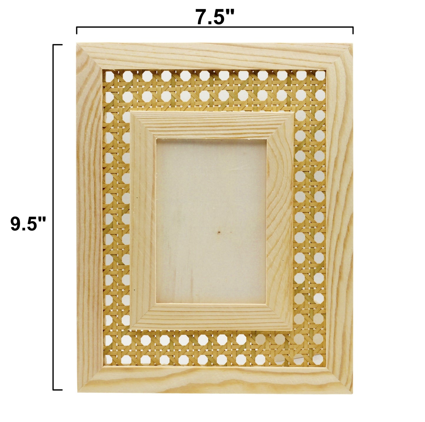 Unfinished Wood Cane Webbing Picture Frame, Paint or Decorate to Suit Your - side view