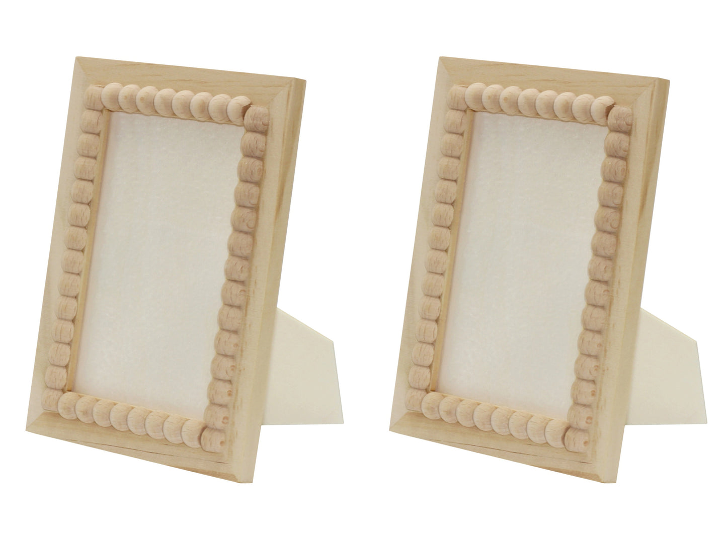Unfinished Wooden Beaded Picture Frame - glass, for diy