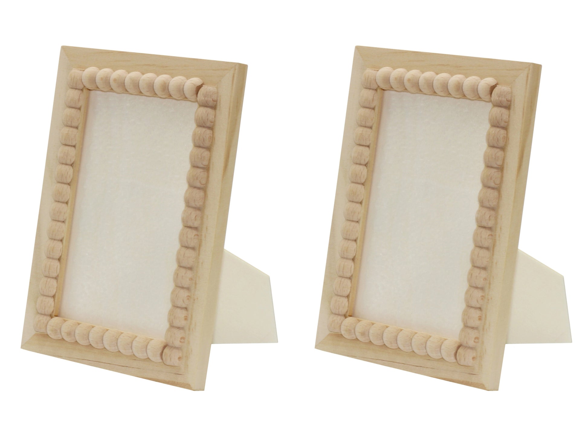 Unfinished Wooden Beaded Picture Frame - glass, for diy