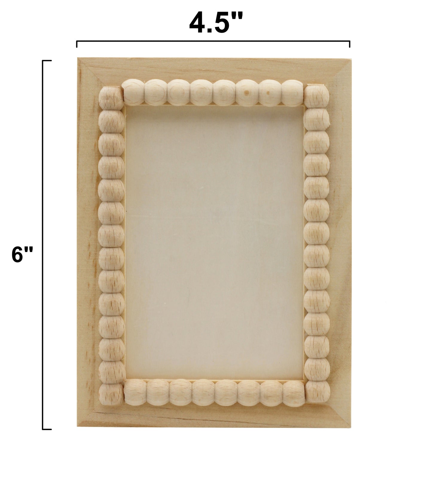Unfinished Wooden Beaded Picture Frame - side view