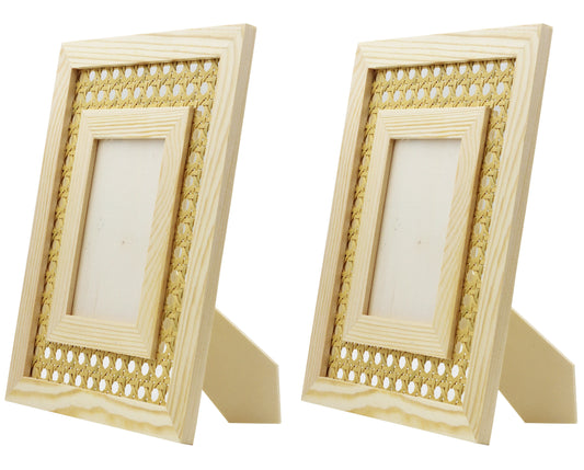 Unfinished Wood Cane Webbing Picture Frame, Paint or Decorate to Suit Your - for diy