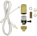 Make a Lamp or Repair Kit - All Essential Hardware, 3 Way Socket, and Matching Electric Cord (Gold)