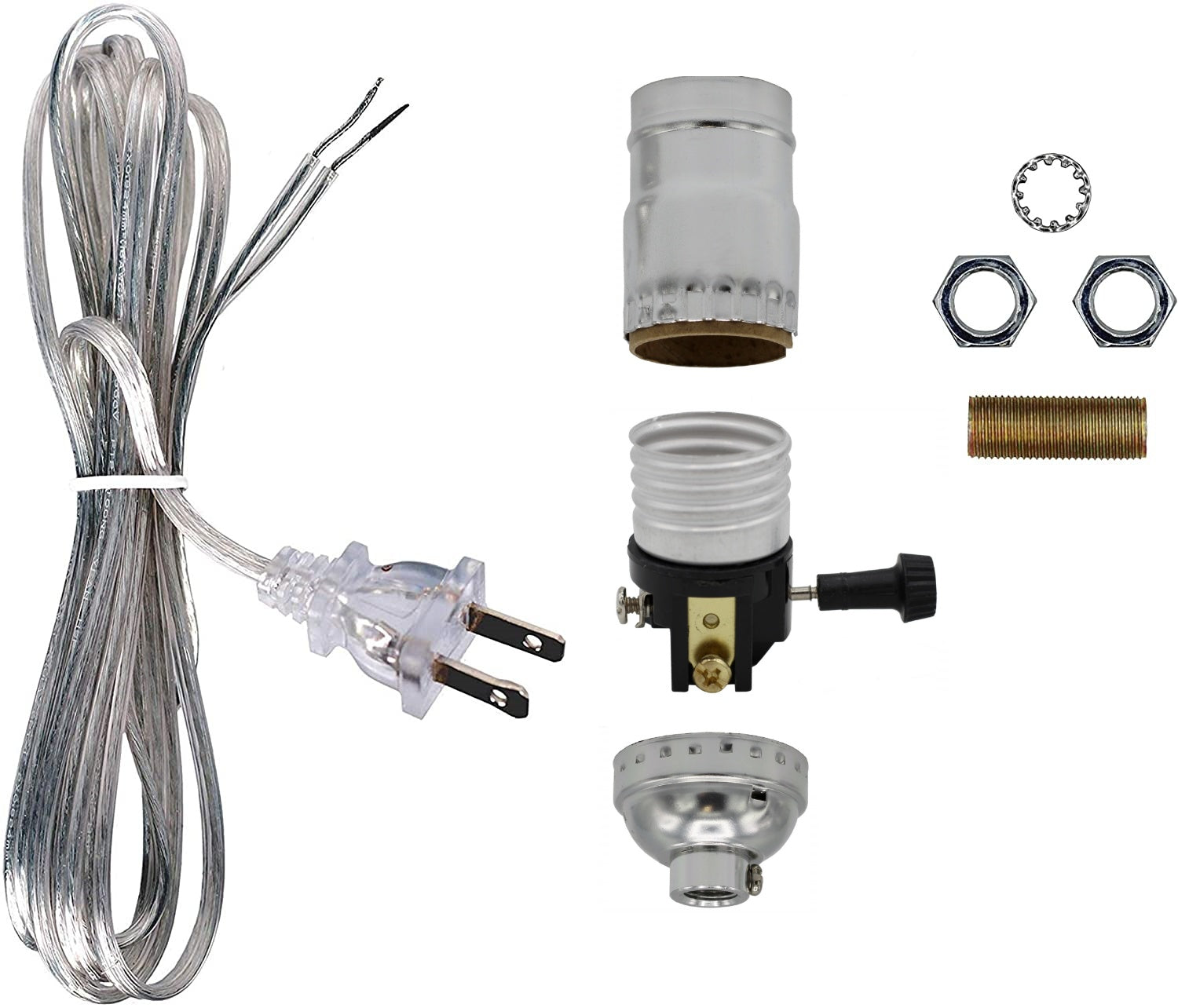 Make a Lamp or Repair Kit - All Essential Hardware, 3 Way Socket, and Matching - for diy