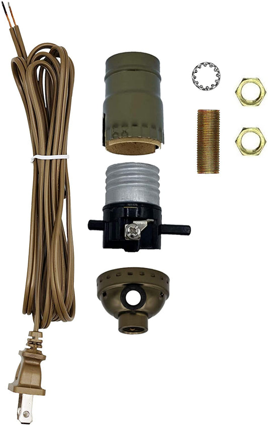 Make a Lamp or Repair Kit with Basic Hardware and Matching Cord (Antique Brass) - for diy