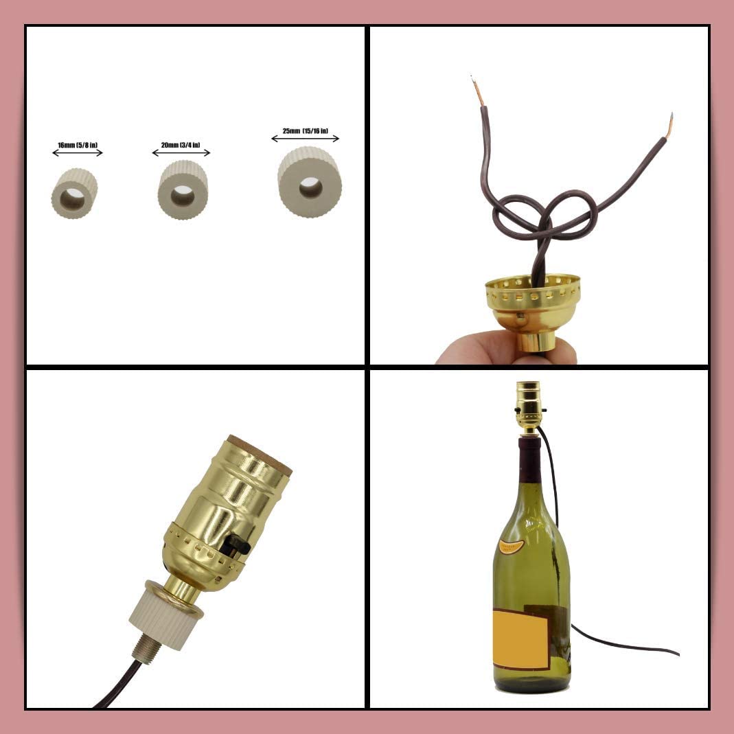 Pack of 10 Lamp Kits - Make A Lamp Wiring Kits for Wine, Oil, Liquor Bottle - side view