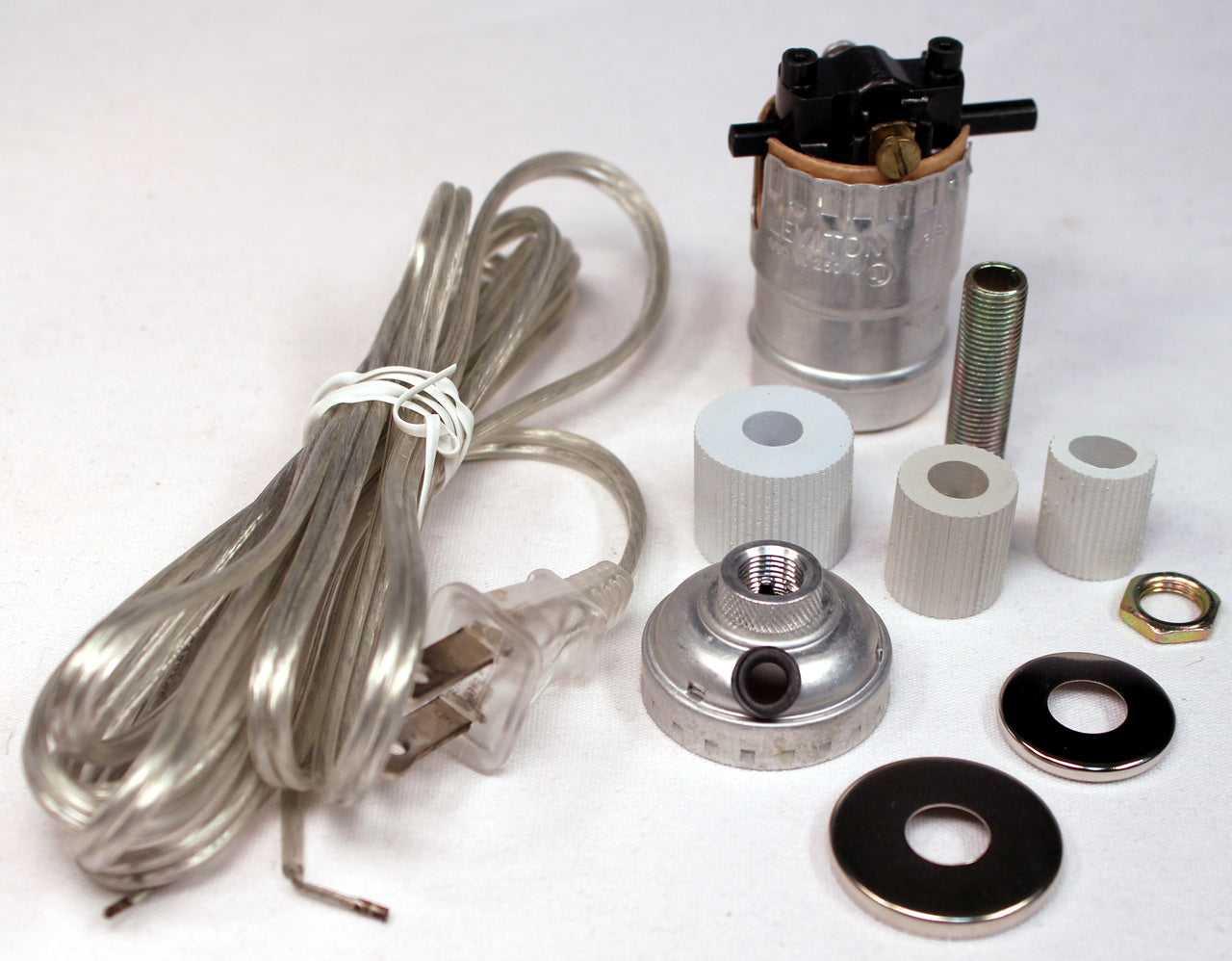 Creative Hobbies® Silver Finish Bottle Lamp Adapter Kit with 3 Rubber Adaptors - side view