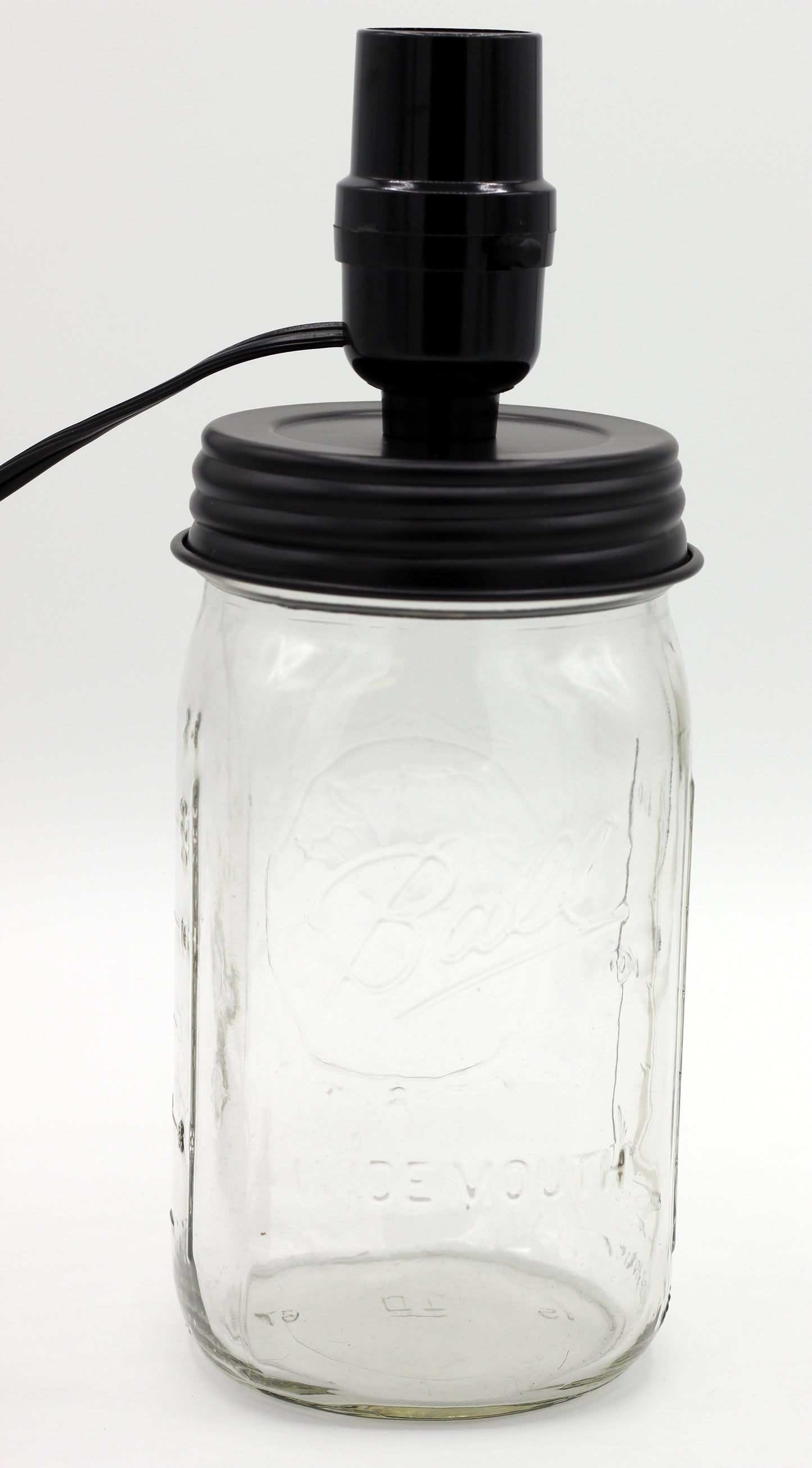 Wide Mouth Black Mason Jar Lamp Conversion Kit #M974K-W, Pre-Wired Ready to Use! - detail