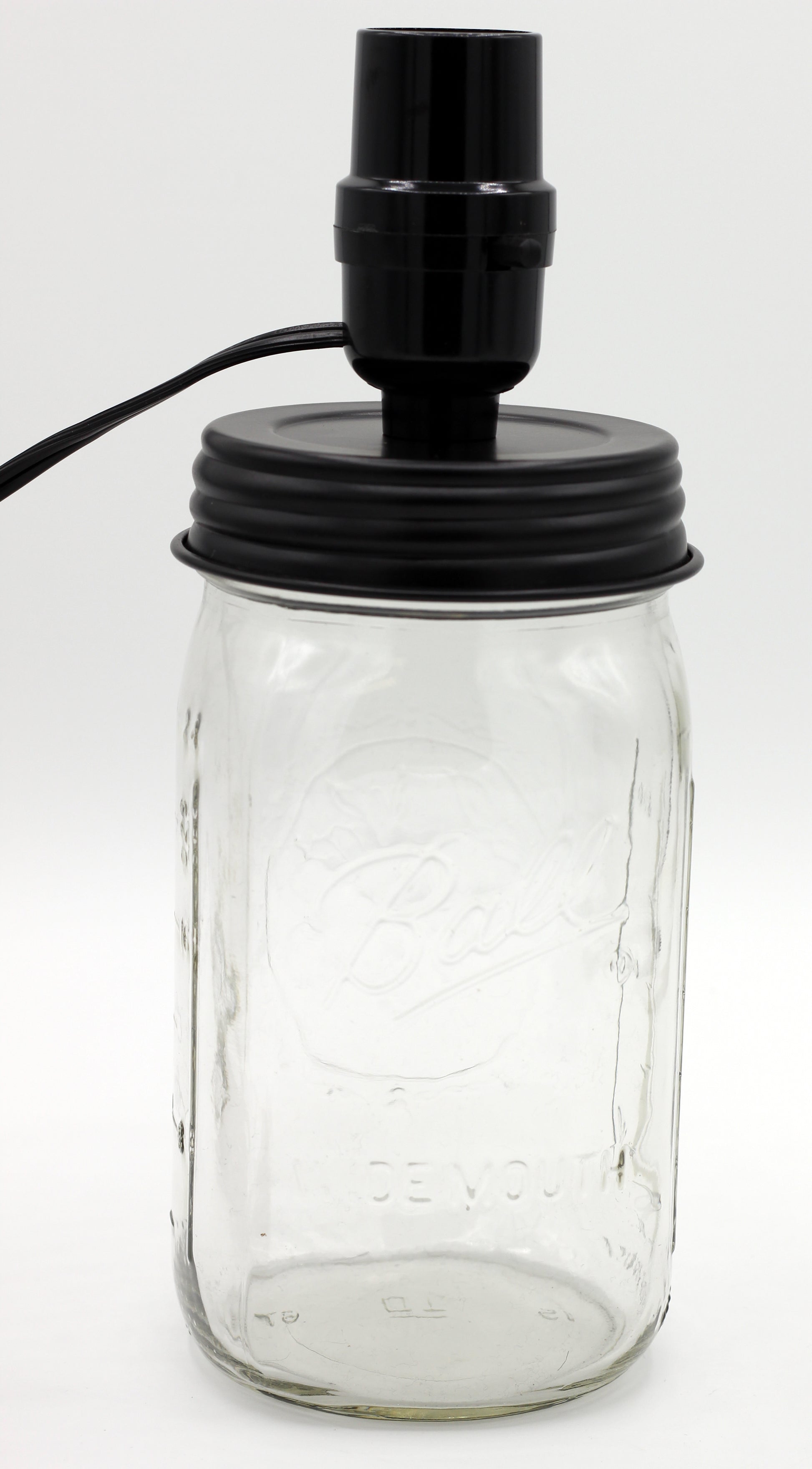 Wide Mouth Black Mason Jar Lamp Conversion Kit #M974K-W, Pre-Wired Ready to Use! - detail