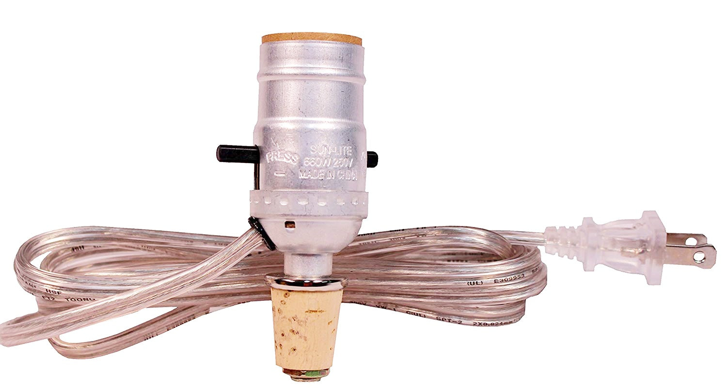 M992S Wine Bottle Lamp Making Kit Is Pre-wired and Easy to Use! Silver Color - brass