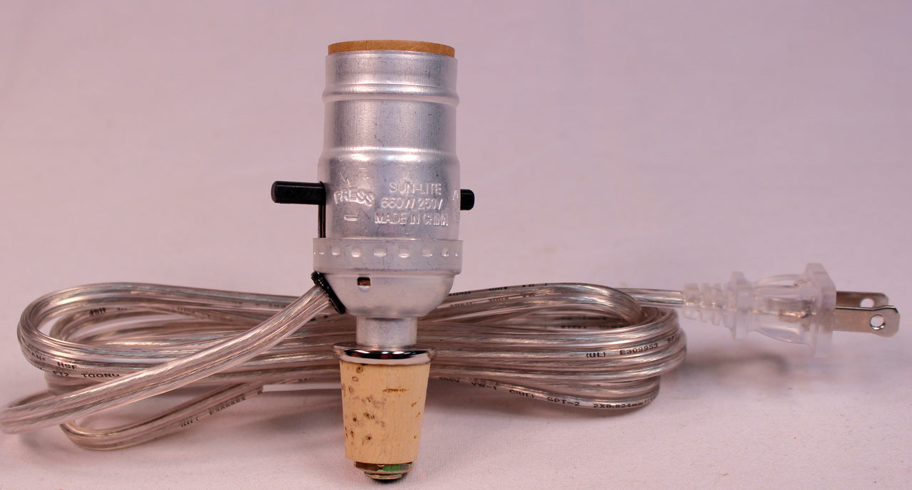 M992S Wine Bottle Lamp Making Kit Is Pre-wired and Easy to Use! Silver Color - side view