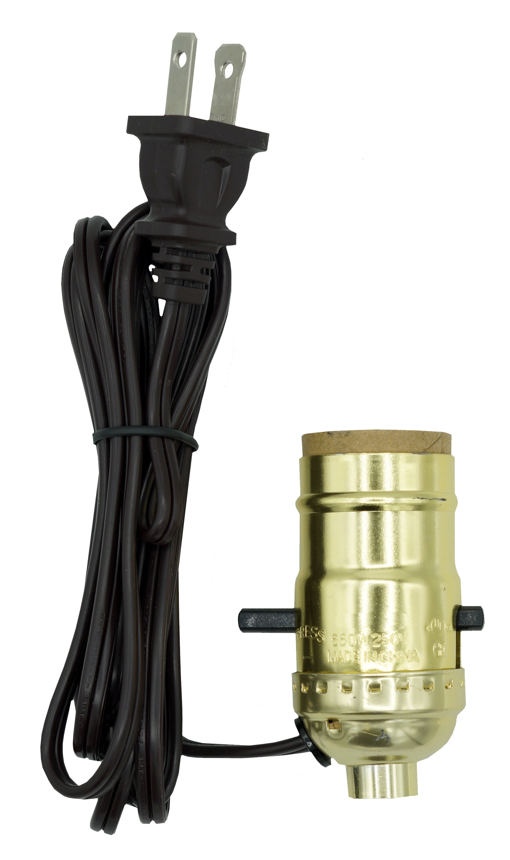 Creative Hobbies Bright Brass Plated Push Thru On/Off Medium Base Lamp Socket - for lamp making