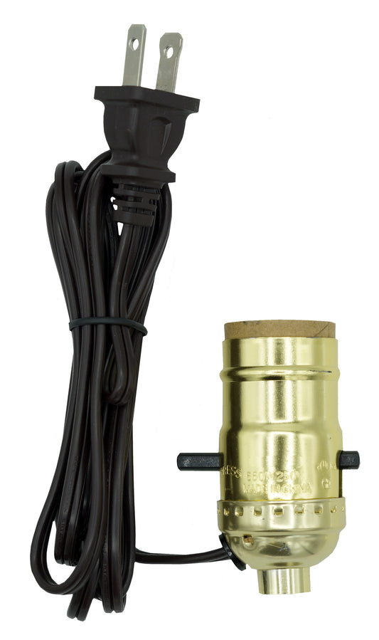 Creative Hobbies Bright Brass Plated Push Thru On/Off Medium Base Lamp Socket - for lamp making