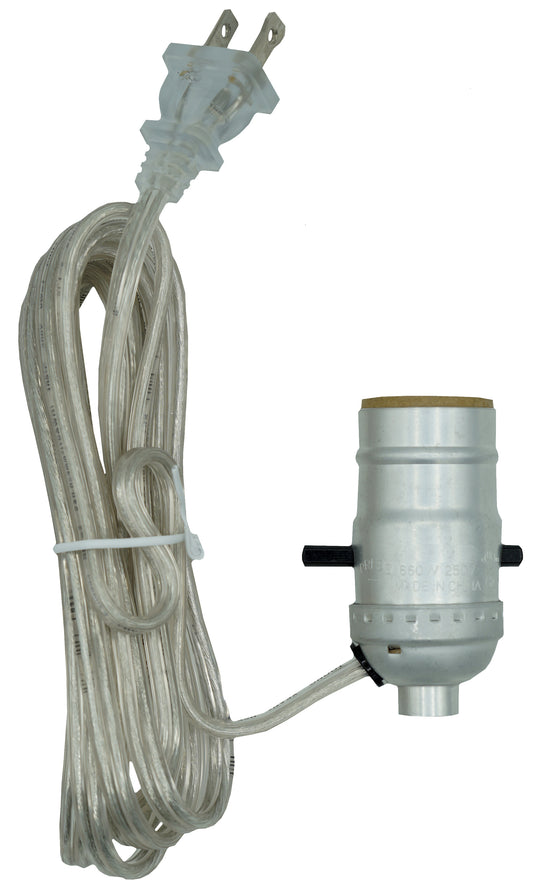 M995S Instant Lamp Kit, Silver Push Thru Lamp Socket is Pre-Wired with 6 Foot - for lamp making