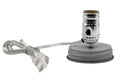 Wide Mouth Mason Jar Lamp Conversion Kit Silver Finish, Pre-Wired!