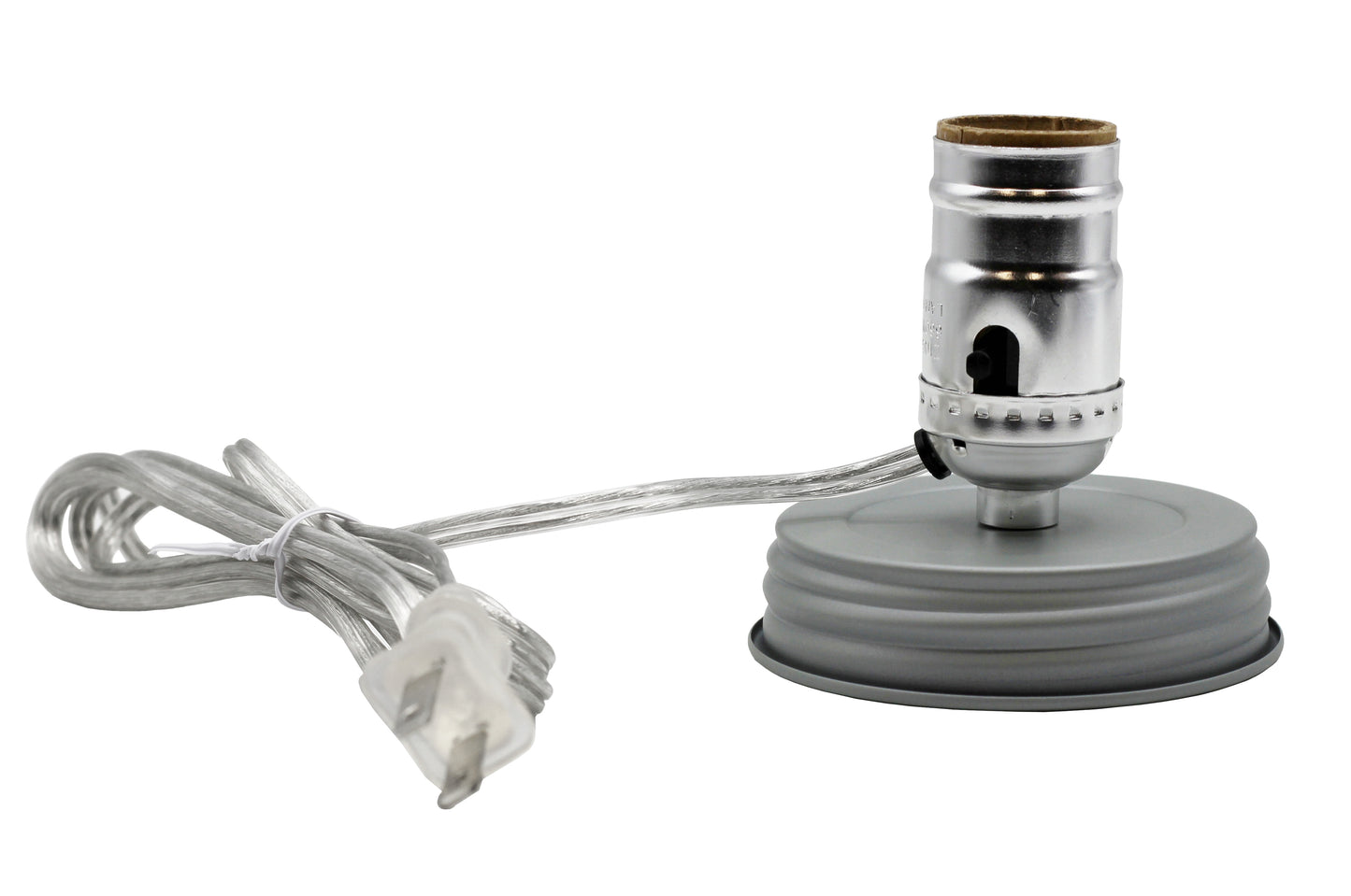 Wide Mouth Mason Jar Lamp Conversion Kit Silver Finish, Pre-Wired! - for diy