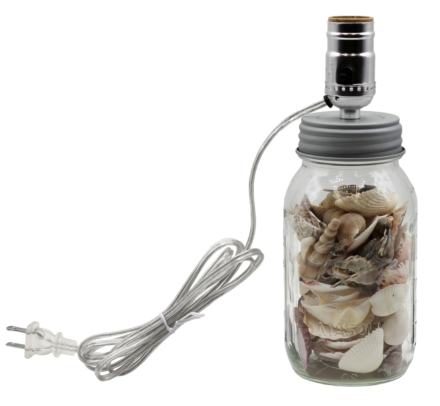 Wide Mouth Mason Jar Lamp Conversion Kit Silver Finish, Pre-Wired! - detail