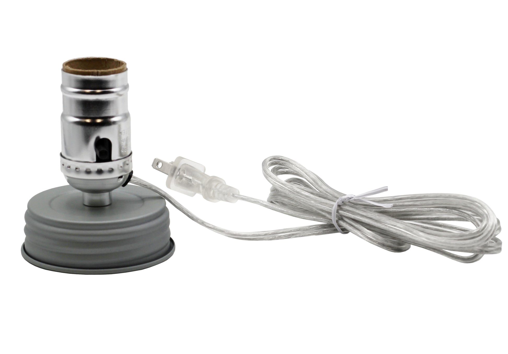Regular Mouth Mason Jar Lamp Conversion Kit Silver Finish, Pre-Wired!
