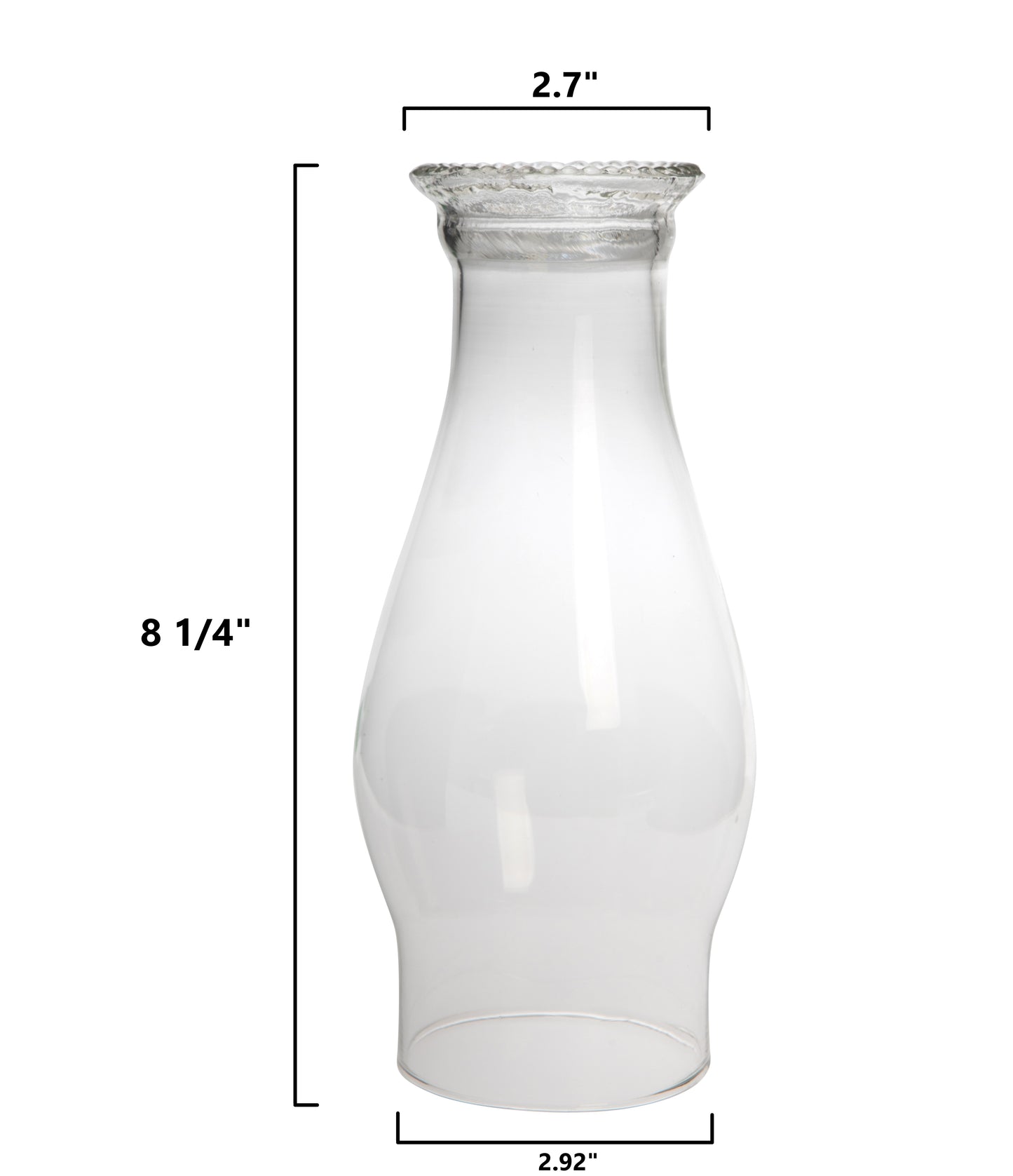 Glass Chimney with Beaded Top - Elegantly Crafted Replacement for Vintage Oil - side view