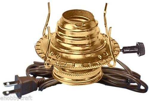 Creative Hobbies® M999E Electric Oil Lamp Burner DIY Conversion Kit, Pre-Wired - brass