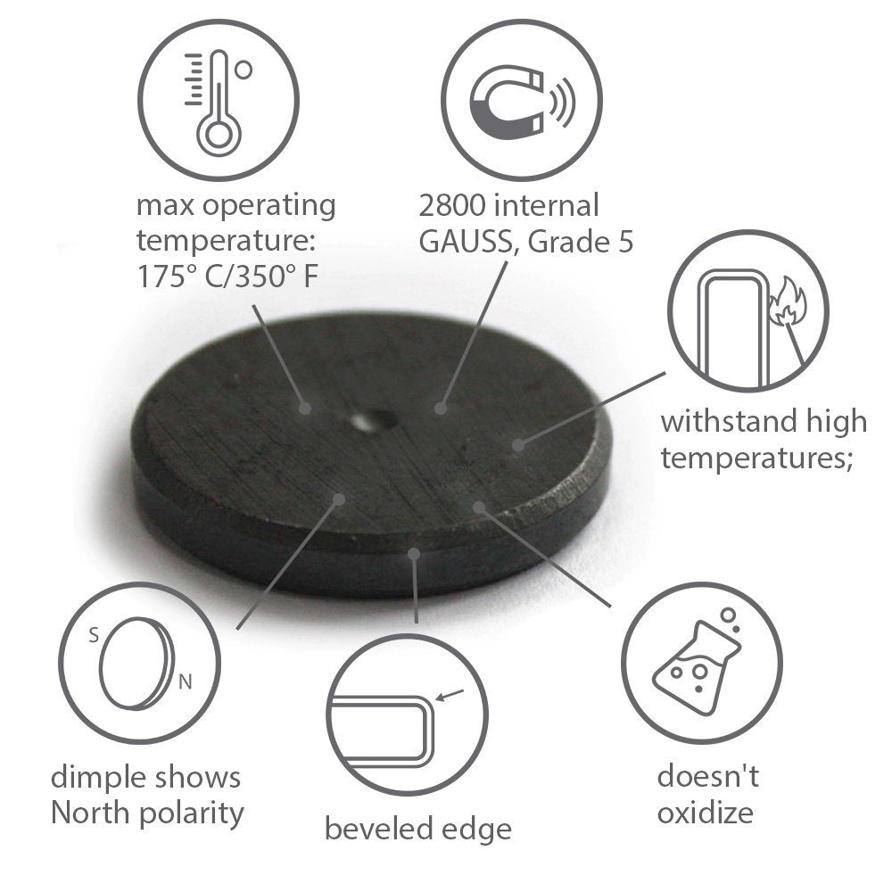 Strong 1" Round Flat Ceramic Disc Magnets For DIY Crafts ~ Lot of 25 Pieces - side view