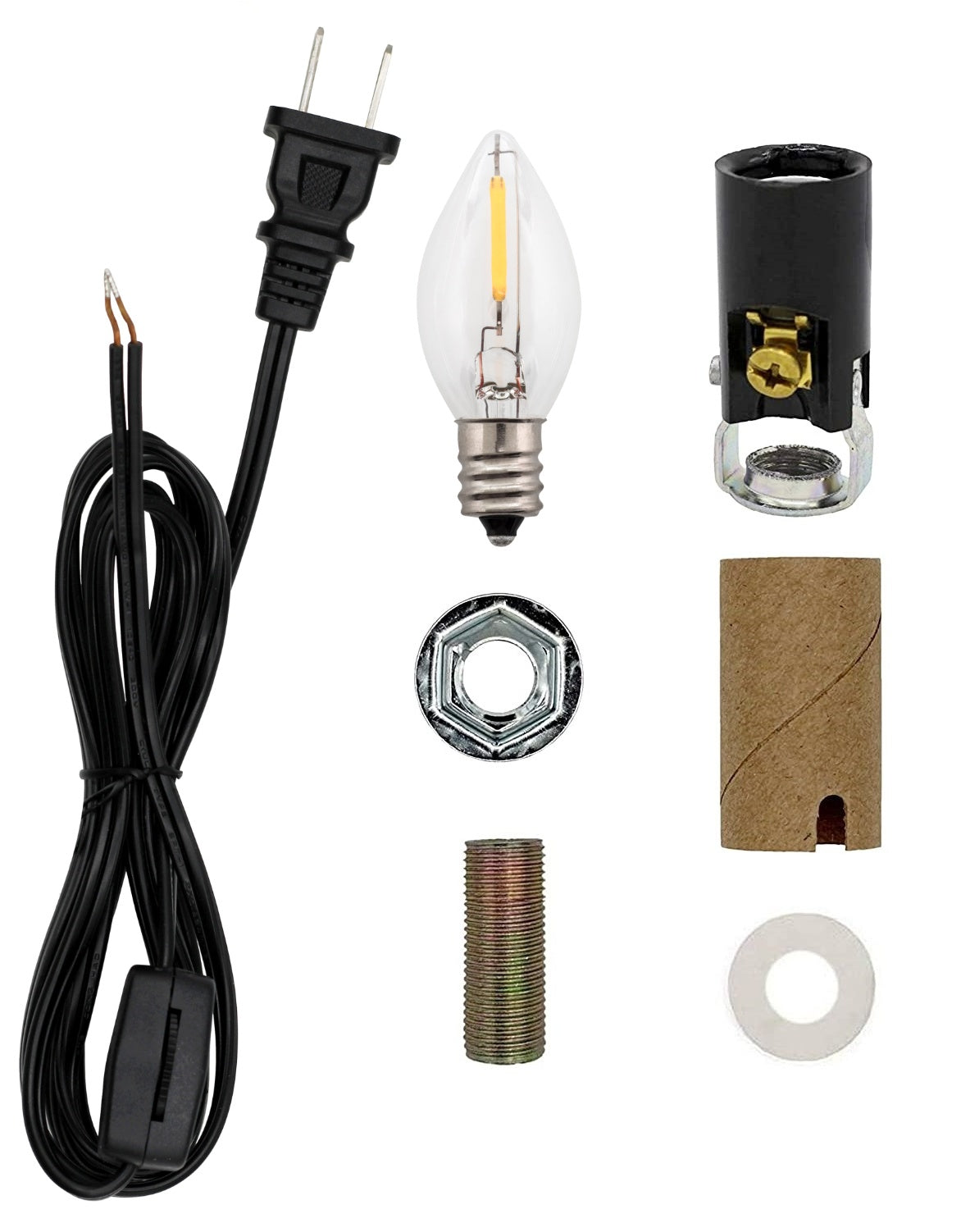 Small Christmas Tree Wiring Kit with 0.7 watt LED Bulb, E12 Candelabra Base, - ceramic, for craft