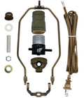 Antique Brass Make a Lamp Kit with Push Through Socket, 8 Inch Harp and 8 Foot Cord