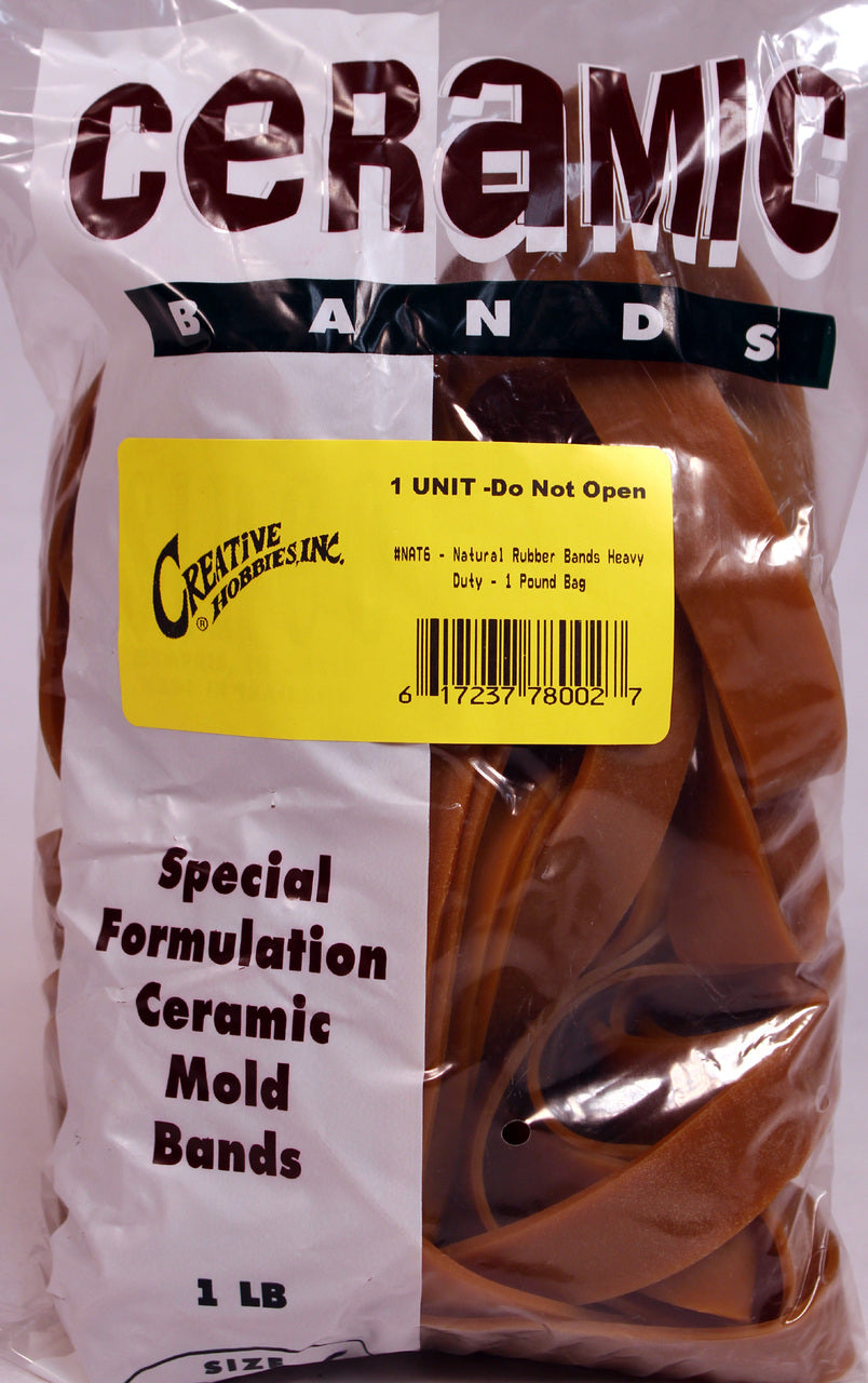 Ceramic Mold Rubber Bands, Heavy Duty Formulation, 1 Pound Bag - Assorted Sizes - wood, for pottery