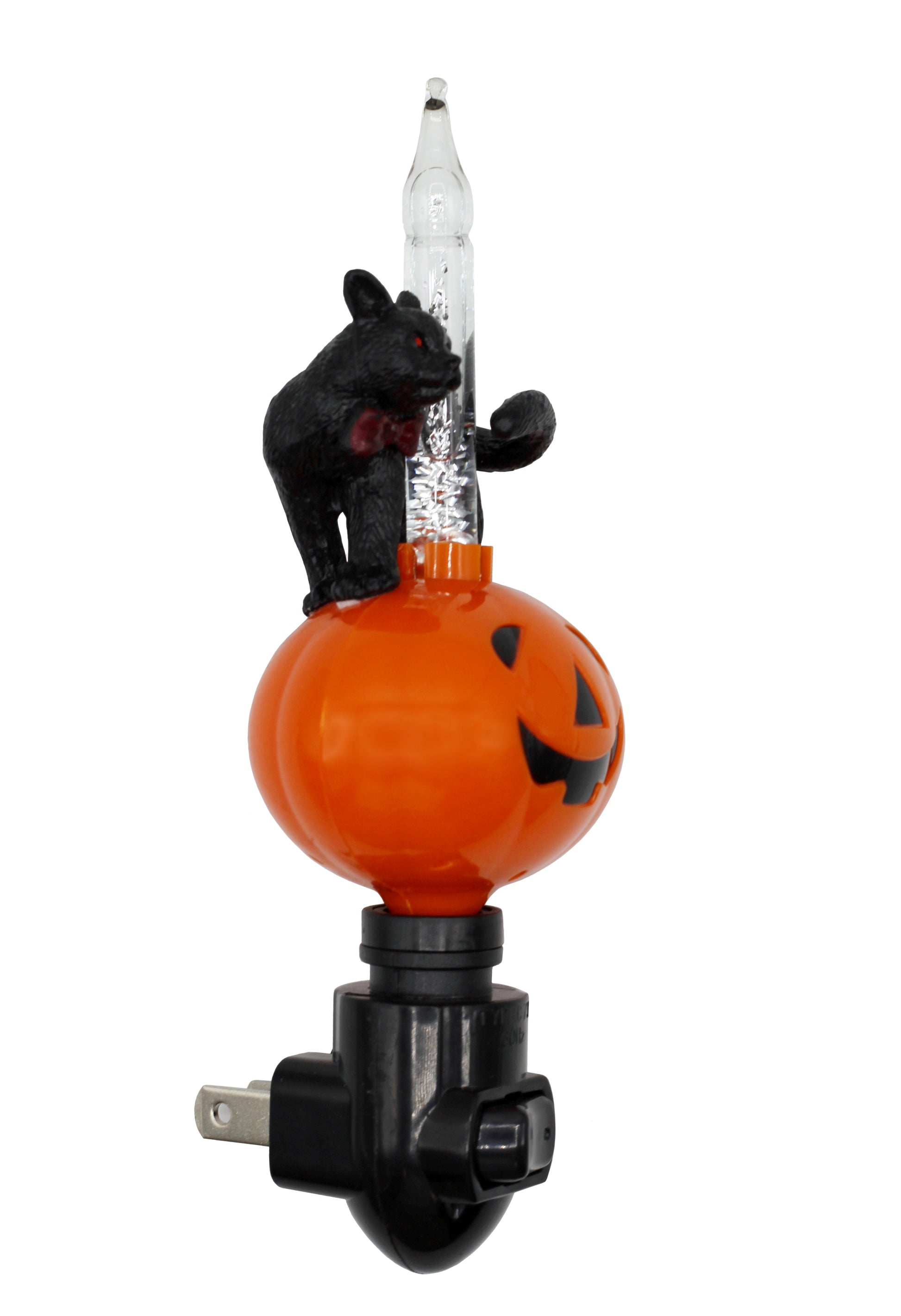 Halloween Pumpkin Jack O' Lantern & Black Cat Bubble Night Light - side view