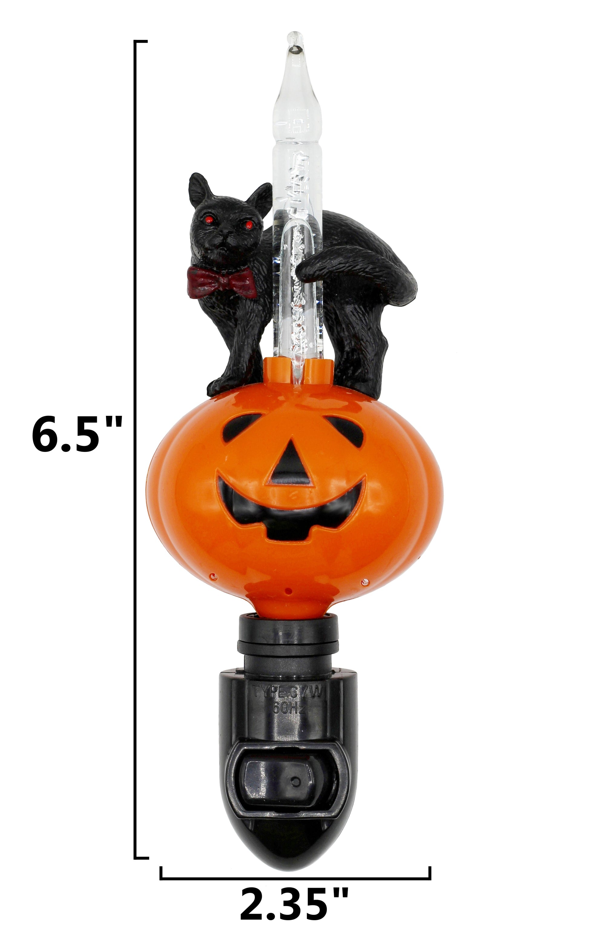 Halloween Pumpkin Jack O' Lantern & Black Cat Bubble Night Light - detail