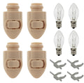 Plug in Night Light Module Includes 4 Bulbs and 4 Metal Clips, Great for Making Your Own Decorative Night Lights, Pack of 4 (Ivory)