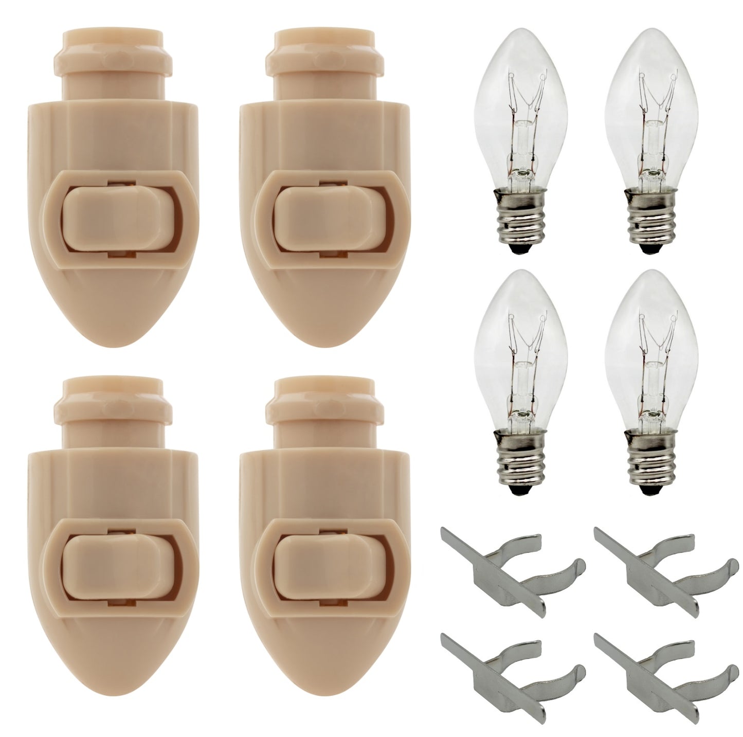 Plug in Night Light Module Includes 4 Bulbs and 4 Metal Clips, Great for Making - glass