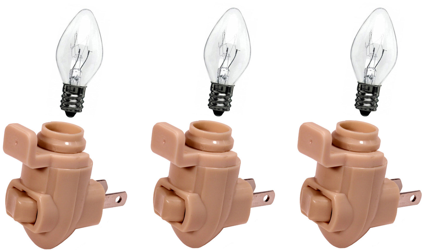 Plug in Night Light Kit Includes Shade Clip & 4 Watt Bulb, Ivory Plastic, Great - glass