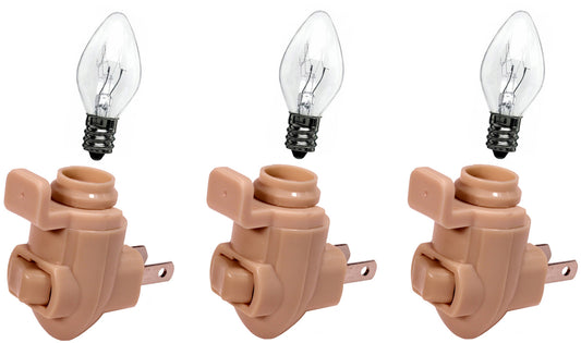 Plug in Night Light Kit Includes Shade Clip & 4 Watt Bulb, Ivory Plastic, Great - glass