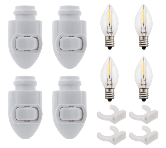 White Plug in LED Night Light with Switch, Manual On Off Nightlight for - glass